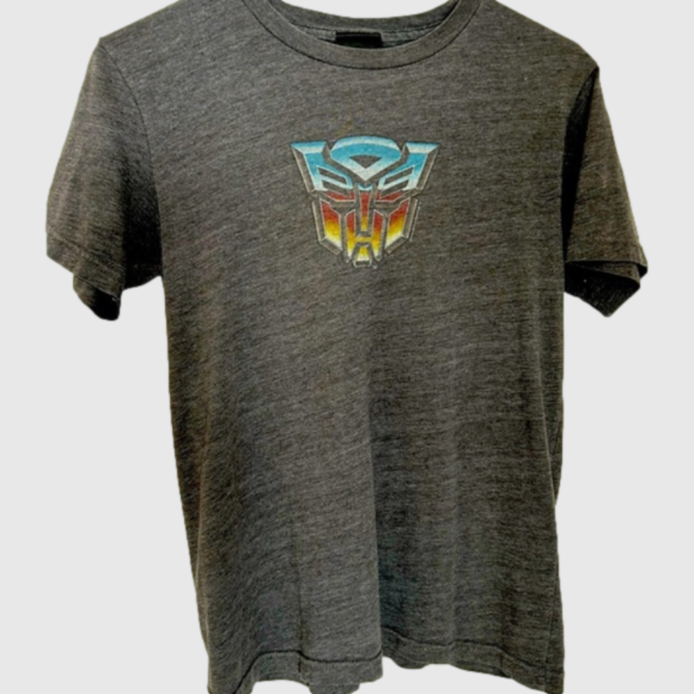 Transformers T-shirt Gray Shirt Rainbow logo M